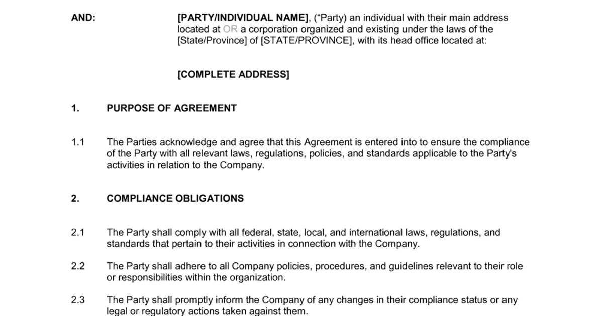 User Agreement Terms and Legal Conditions Standards